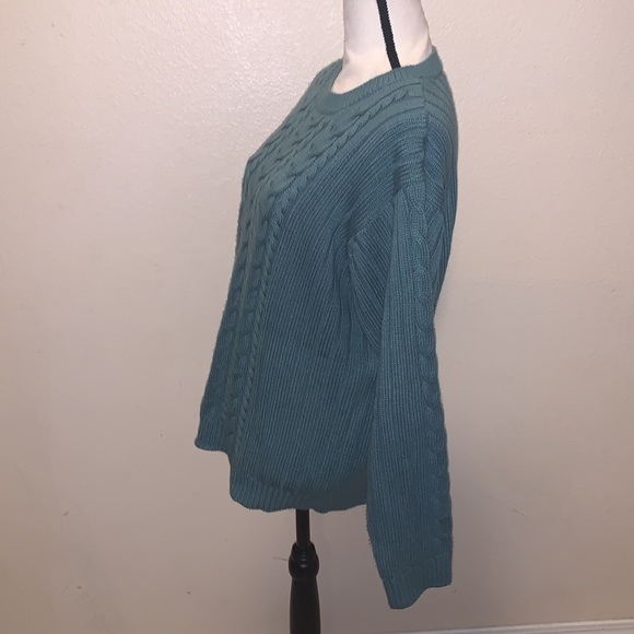 Baxter Wells Green Cable Knit Crewneck Sweater - Picture 4 of 7